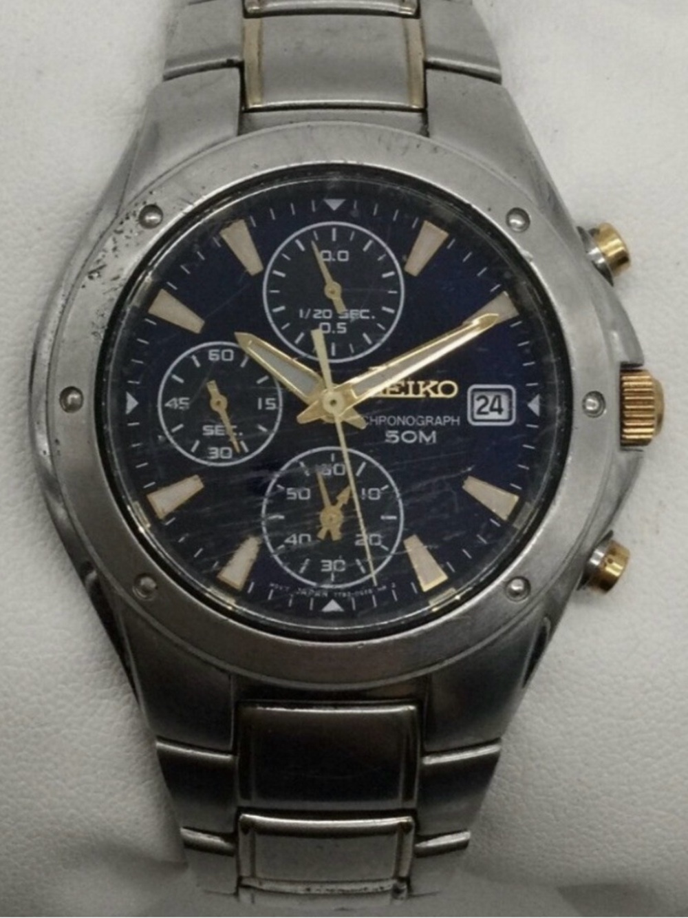 Seiko Chronograph Watch Men
7T92-0FXO Blue Dial 36mm
New Battery